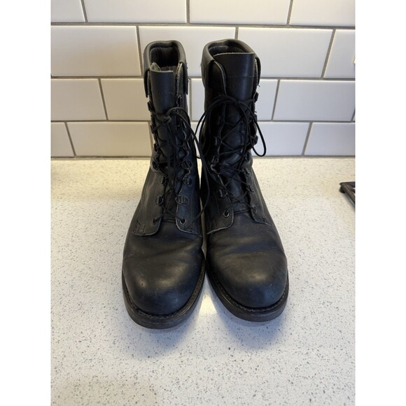 Vtg Addison Shoe Co Boots Black Steel Toe Combat Military 2005 Mens Size 9 D - Picture 4 of 16